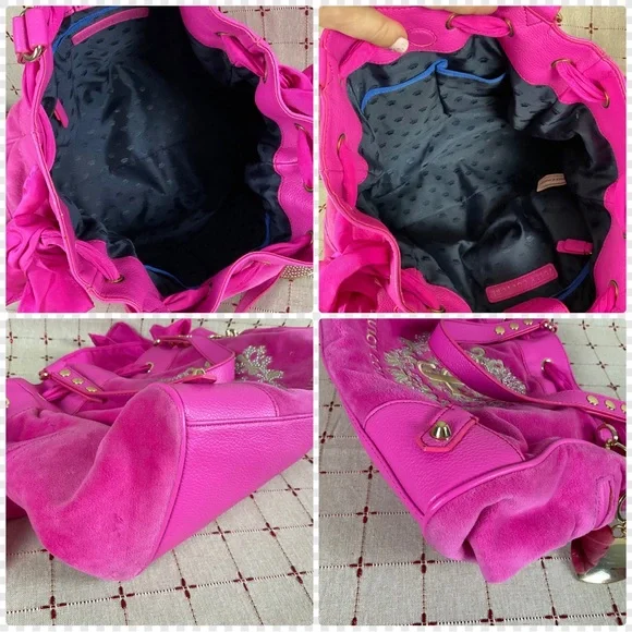 💖HP💖 Juicy Couture Hot Pink Snowflake Daydreamer Super Soft Velour Embroidered - Picture 11 of 15